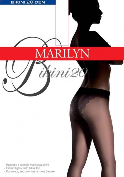 Marilyn Glatte Feinstrumpfhose mit dekorativem Hoeschenteil Bikini , 20 DEN