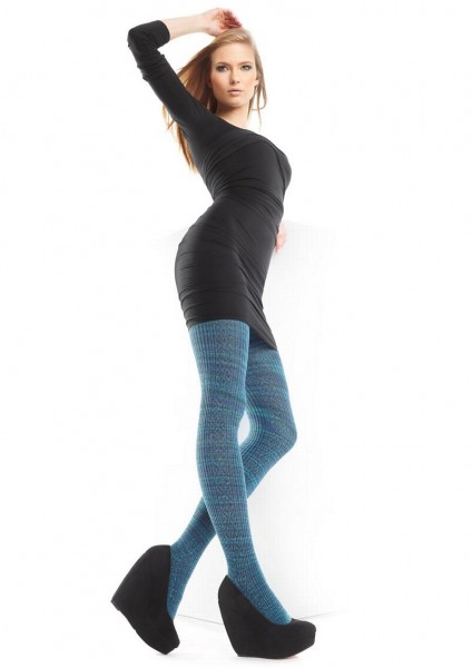 Marilyn Gerippte Baumwollstrumpfhose mit winterlichem Muster Betty, 180 DEN
