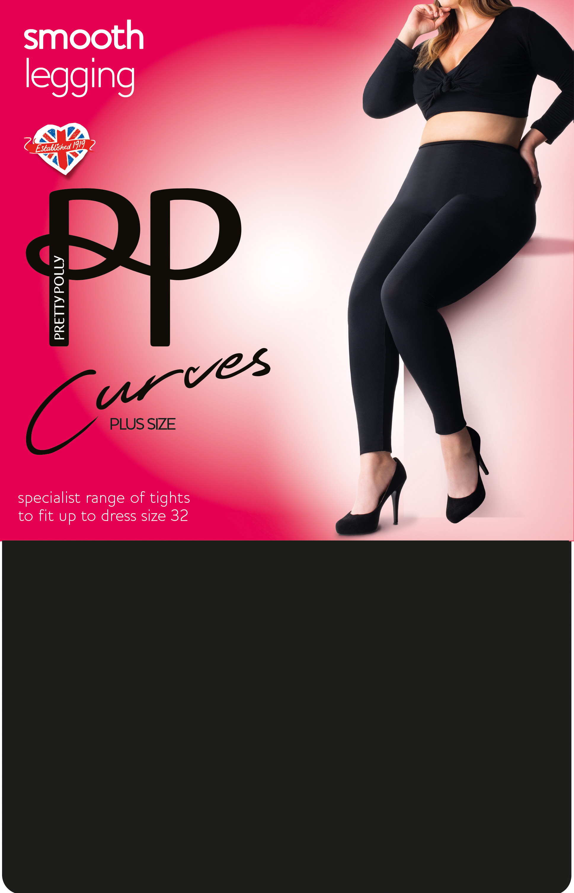 Collant De Soutien Ultra Léger Pretty Polly - Noir - Taille Hanches 36-42 Pouces - Neuf Avec étiquette