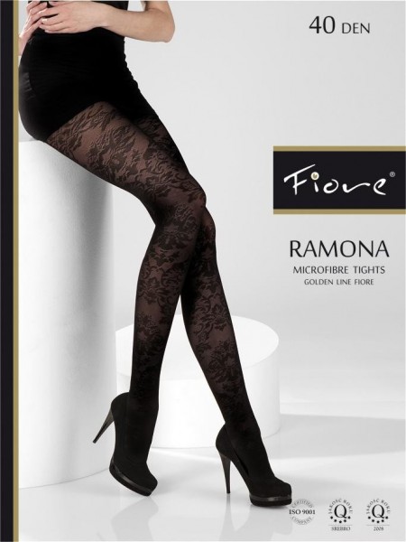 Fiore Microfaser-Strumpfhose mit wunderschoenem Blumenmuster Ramona 40 den