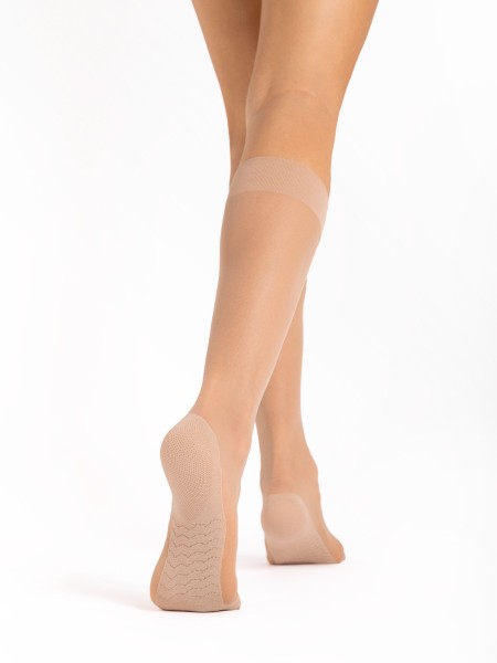Fiore Massage 20 - Transparente Kniestrümpfe mit Massageeffekt