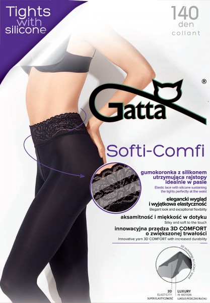 Gatta Softi-Comfi 140 - Glatte, blickdichte Feinstrumpfhose mit elegantem Spitzenbund