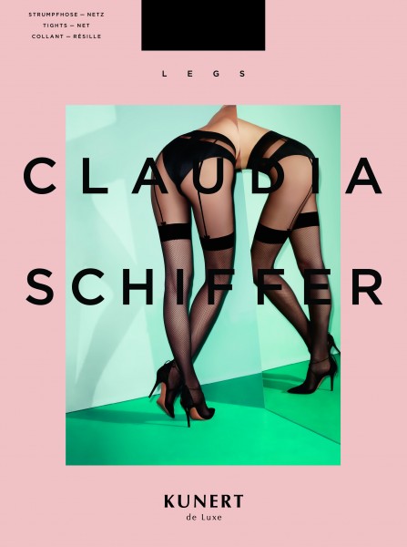 KUNERT de Luxe Claudia Schiffer Legs Bow - Strumpfhose mit Netz- und Strapsoptik