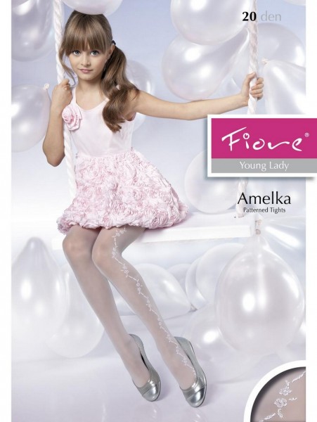 Fiore Strumpfhose fuer Maedchen mit Blumenmuster Amelka 20 DEN