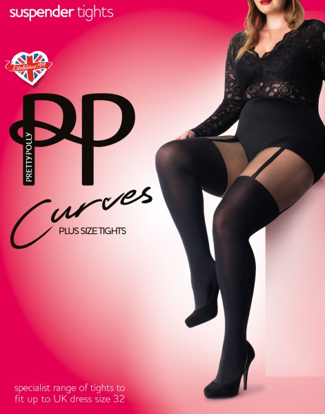 Pretty Polly Strumpfhose in Straps-Optik für Frauen mit weiblichen Rundungen Curves Suspender