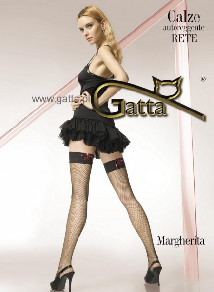 Gatta Halterlose Netzstruempfe mit Zierschleife Margherita