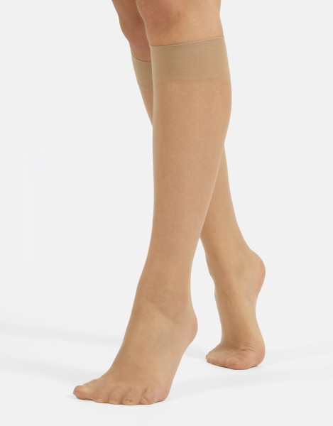 Cette - 2 Paar hauchzarte Sommer-Kniestrümpfe mit transparenter Fußspitze Make Up Satin 8 denier