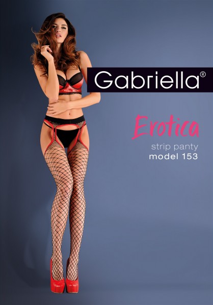 Gabriella Strip Panty - Grobmaschige Netz-Strapsstrumpfhose