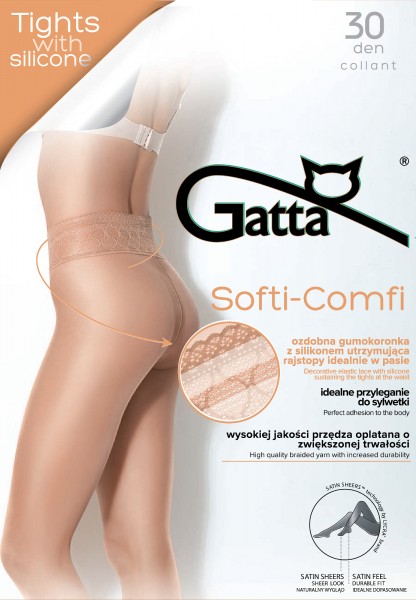 Gatta Softi-Comfi - Glatte Feinstrumpfhose mit elegantem Spitzenbund