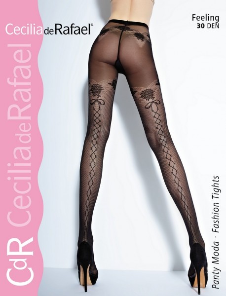 Cecilia de Rafael Bezaubernde Strumpfhose in Strumpfoptik mit blumigem Muster Feeling