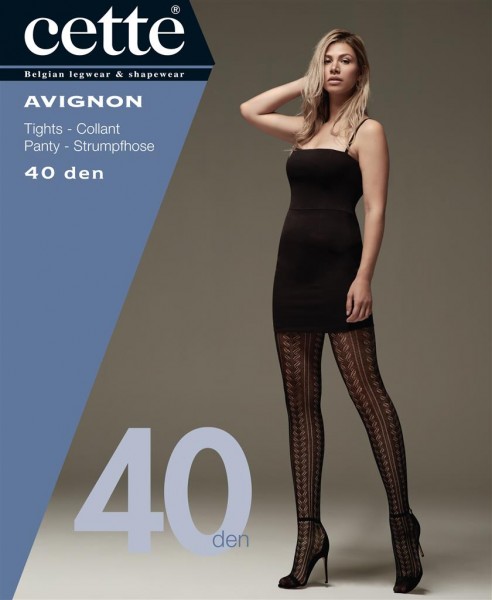 Cette Size Plus Collection Avignon - Gemusterte Plus Size Ajour-Strumpfhose mit Baumwolle