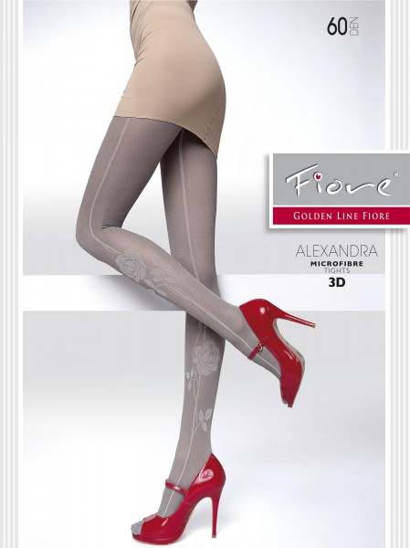 Blickdichte Strumpfhose mit Streifen und Blumenmuster Alexandra von Fiore