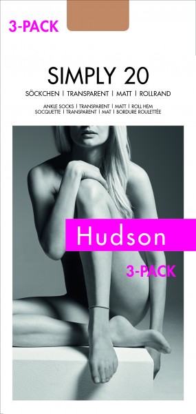 Hudson Simply 20 - Transparente, matte Feinsöckchen mit Rollrand - 3-pack!